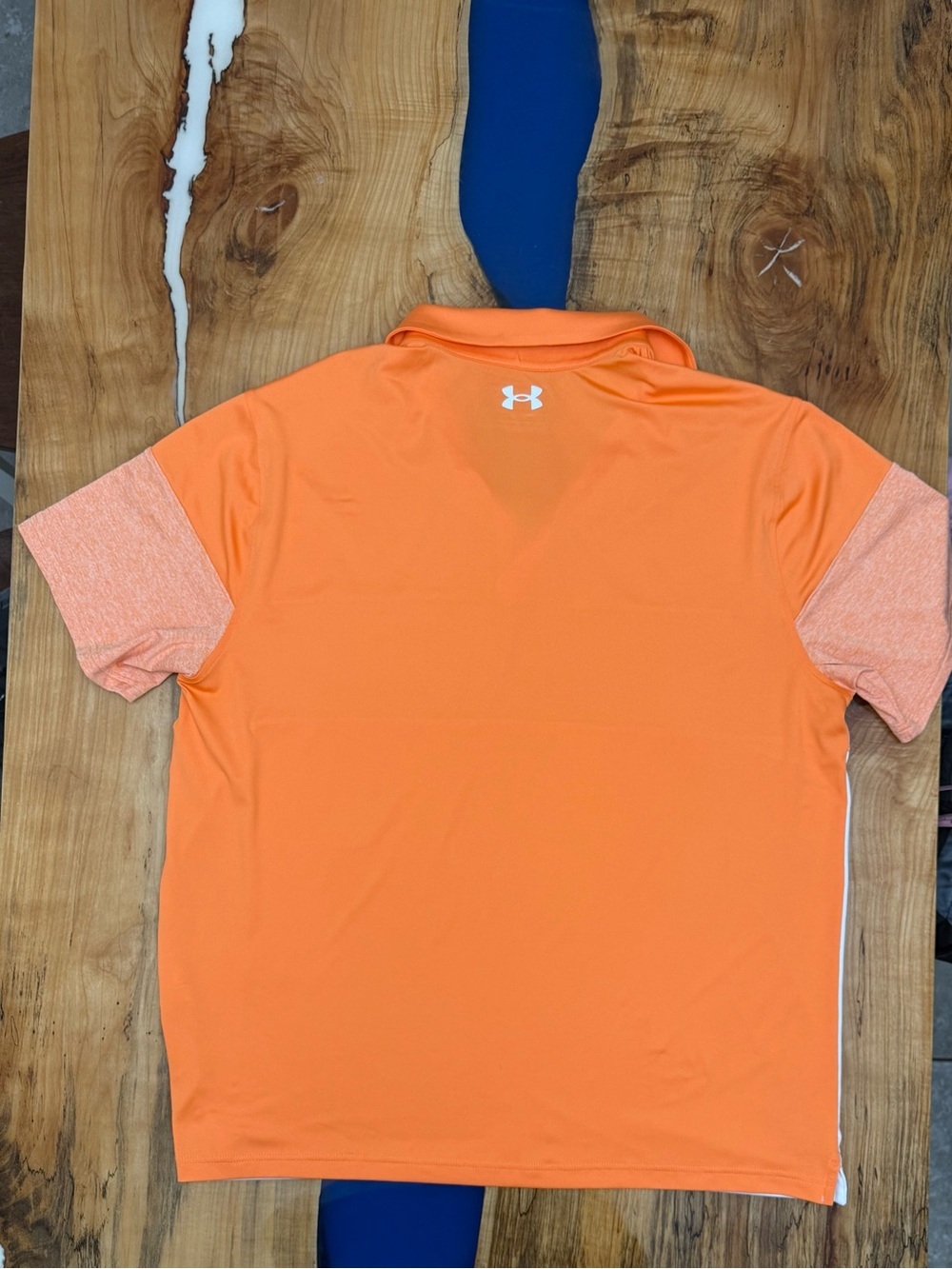 Under Armour Playoff Polo XXL Orange White Colorblock Golf Performance Shirt Men - Picture 7 of 8